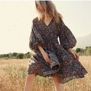 Doen Grasse Dress in Black Floral Large
